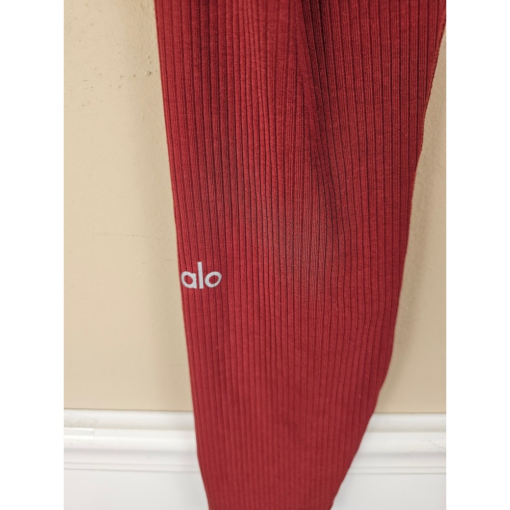 Alo Womens Red Ribbed Leggings XS - Picture 3 of 3